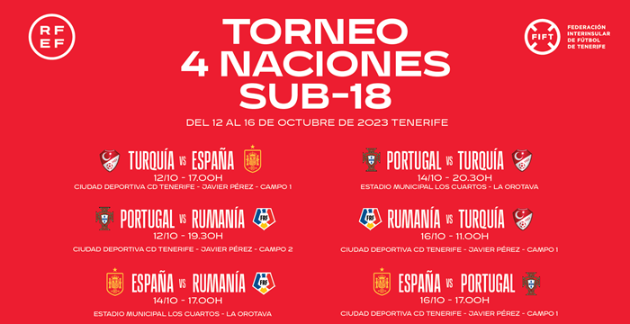 Definidos los horarios y estadios del Torneo 4 Naciones Tenerife 2023