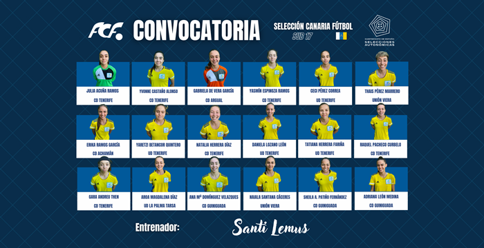 Convocatoria oficial de la Selección Canaria Sub-17 femenina para el Campeonato de España