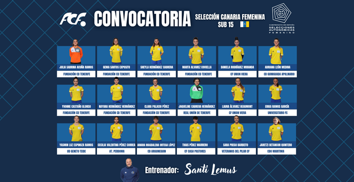 Convocatoria oficial de la Selección Canaria Sub-15 femenina para la fase plata